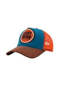 KING KEROSIN - Trucker Cap mit Statement Patch Lucky Bastard - blau