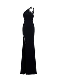 MODA MINX - Abendkleid Bonnie Long Slit Dress mit funkelndem Steinbesatz - black