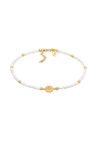 elli. PREMIUM - Fußschmuck Sonne Süßwasserperle 925 Silber Vergoldet - Gold