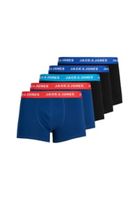 JACK & JONES - Herren Boxer Shorts, 5er Pack - JACLEE TRUNKS, Baumwoll-Stretch - Schwarz/Blau