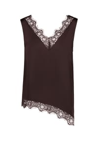 zero - Satin-Bluse mit Spitzeneinsatz - Chocolate Plum