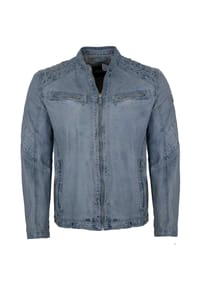 JILANI - Herren Lederjacke Lammnappa grau-blau antik - blaugrau
