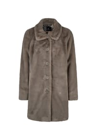 BARBARA LEBEK - Fellimitatmantel Damen - Taupe