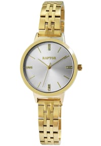 ONE ELEMENT Raptor - Damen Quarz Armbanduhr Fleur mit Edelstahlgliederarmband - 3 ATM - Mineralglas - gold-silber-weiß