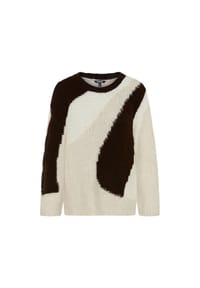 olsen - Pullover mit Panneaux-Dessin und Rundhalsausschnitt - Almond Beige Melange