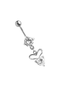 Adelia's - Bauchnabelpiercing Banane mit Zirkonia und Steinherzanhänger - lila