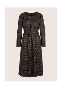 MADELEINE - Elegantes Kleid mit grafischem Muster - schwarz / tabakbraun