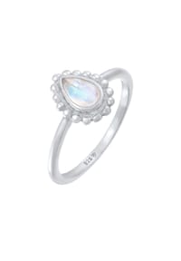 elli. - Ring Mondstein Tropfen Dots Kugel 925 Silber - Gold