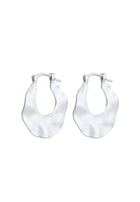 elli. - Ohrringe Wave Creolen Hänger Organic Look Matt 925 Silber - Gold