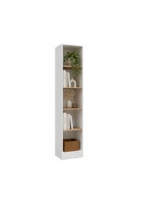 VCM. - Bücherregal für Aktenordner, Büroregal mit 5 Fächern, 38 x 183 x 30 cm, Standregal für Homeoffice und Büro - Dilos - Weiß / Honig-Eiche