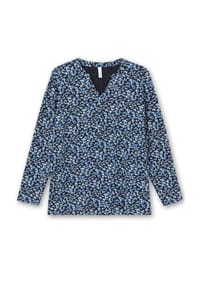 sheego - Langarmshirt - tiefblau-gemustert