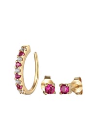 elli. - Ohrringe Elli Ohrringe Stecker Earcuff Zirkona Synt. Rubin 925 Silber - Gold