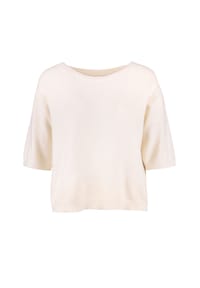Seasons of April - Damen MILENA Shirt Strickshirt Kurzarm Oversize Weich Made in Italy Sommerpullover - Creme