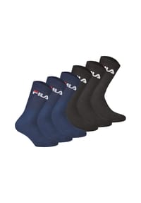 FILA - Unisex Socken, 6er Pack - Crew Socks, Frottee, Tennis, Sport (2x 3 Paar) - Blau