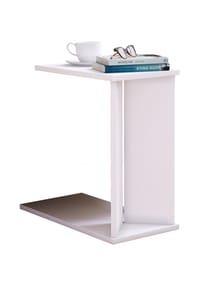 VCM. - Holz Beistelltisch | Couchtisch schlicht | Maße ca. H. 49 x B. 25 x T. 50 cm | Wohnzimmertisch mit zwei Fächern | Kaffeetisch - Nachto M - Weiß