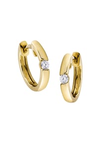 MONCARA - Damen Creolen, 585er Gold, 2 Diamanten zus. ca. 0,10 Karat - Gelbgold