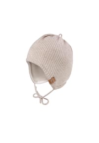 maximo® - GOTS BABY-Mütze, Rippe Baumwollfleecefutter, Bindeband - ash rose