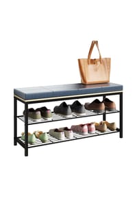 VCM. - Schuhregal | Maße ca. H. 48 x B. 90 x T. 30 cm | Sitzbank im Industrie Style Design | Schuhbank - Taliro - Honig-Eiche