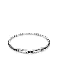zeeme STAINLESS STEEL - Armband Edelstahl Kristall - schwarz