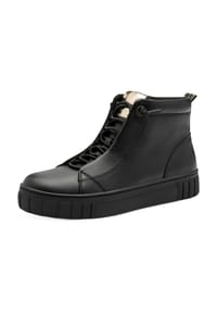 MARCO TOZZI® - Schnürstiefeletten, Zuglasche, Patch, für Damen - 001 BLACK