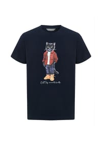 cat e lolette - Blaues T-Shirt mit Katzenmotiv - blau