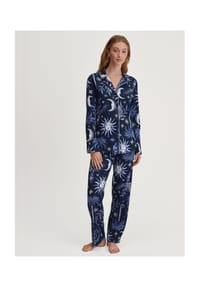 CALIDA - Damen Pyjama mit Knöpfen Winter Dreams - dark sapphire