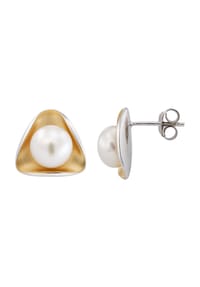 VANDENBERG - Damen Ohrstecker, 925er Silber mit Süßwasserzuchtperlen - BICOLOR
