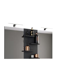 VCM. - Badspiegel rahmenlos | Wandspiegel mit Ablagefächer | modernes Design | Maße ca. H. 59 x 112 cm x T. 12 cm | Wandspiegel – Budasi - Honig-Eiche
