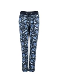 ROADSIGN® australia - Damen Jogginghose Floral Cozy geblümter Allover Druck, Looplabel, elastische Bundverarbeitung in Kontrastfarbe - navy