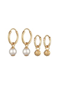 elli. - Ohrringe Creolen Set Muschelkernperle Muschel 925 Silber - Gold