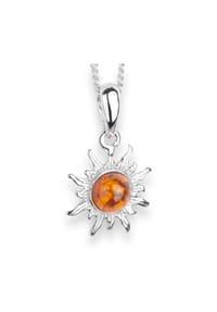 OSTSEE-SCHMUCK® - Kette mit Anhänger , Sonne 14 mm , Silber 925/000 - silber