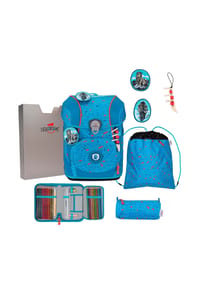 DerDieDas® ErgoFlex Tiny - ErgoFlex Tiny Exklusiv Superflash - Schulranzen Set 5 tlg. (Coral Reef) - Blue Ice