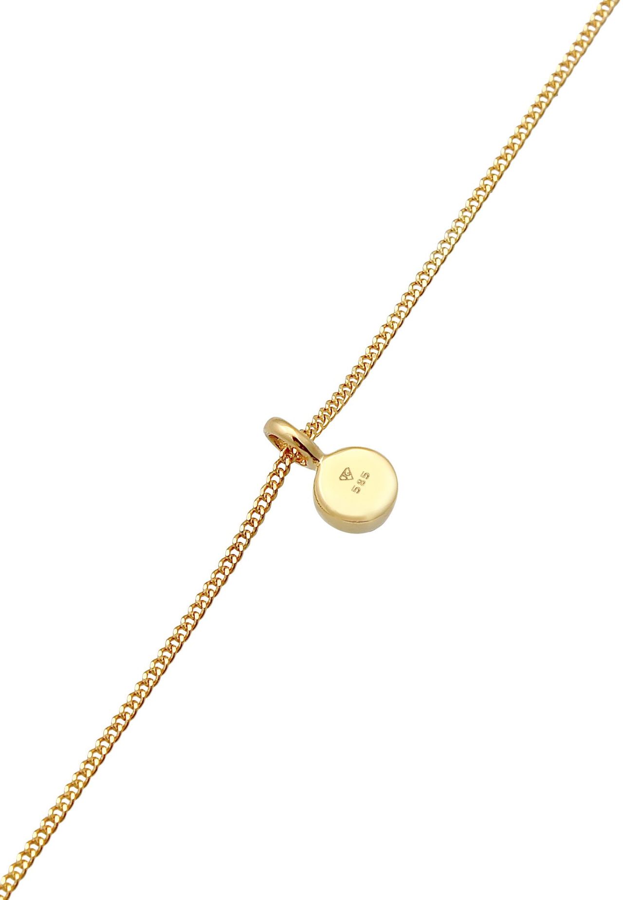 elli. PREMIUM Halskette Choker Mondstein Solitär Anhänger 585 
