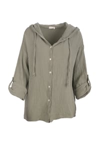 Seasons of April - Bluse Musselin Camila Oversized Musselinbluse aus 100% Baumwolle: Halbarm & mit Kapuze - creme