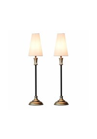 LOBERON - Tischlampe 2er Set Obsonville silber/schwarz/creme - silber/schwarz/creme