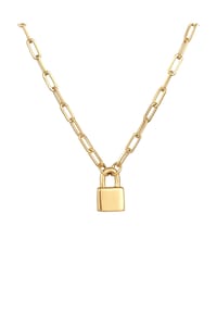 elli. PREMIUM - Halskette Schloss Liebe Gliederkette Unisex 925Er Silber Rhodiniert - Gold