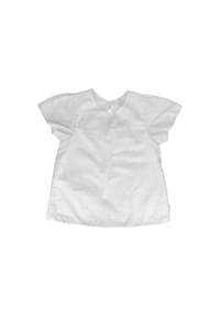 maximo® - GOTS MINI GIRL-Bluse festlich bestickter Stoff, kurzer Arm, Futter - schneeweiß-blütenstickerei