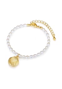 Luluandjane - Damen Armband aus Metall-Legierung in Gelbgold mit Süßwasser-Zuchtperle - weiß