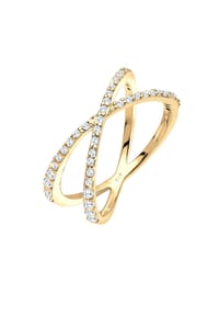 elli. - Ring Kreuz Symbol Zirkonia 925 Sterling Silber - Gold