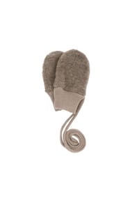 maximo® - GOTS BABY-Fausthandschuhe Wollfleece, ohne Daumen, Strickbünchen - beigemeliert