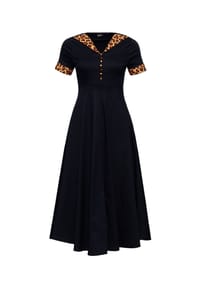 QUEEN KEROSIN - A-Linien-Kleid mit Leo-Details - schwarz