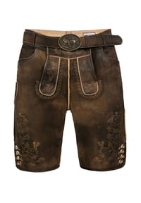 EDELNICE - Kurze Hirschlederhose Josef - dunkelbraun