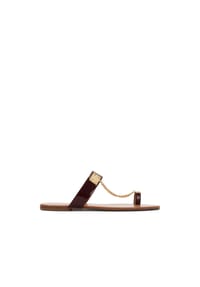 Kazar - Kastanienbraune flache Flip-Flops mit Kette - Bordeaux