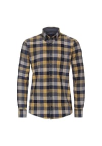 CASAMODA - Herren Freizeithemd kariert Casual Fit - Senfgelb