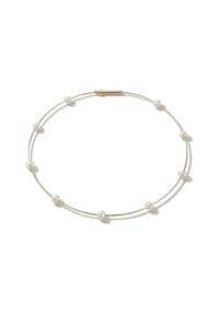DI PERLE® DI PERLE Schmuckkollektion - Süßwasser Zuchtperlen Halskette Collier aus Edelstahl vergoldet, 45 cm, 1-fach, 9 Perlen - weiß