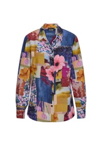 GOLDNER - Kurzgröße:  Viskosebluse mit Patchwork-Print - bunt / gemustert