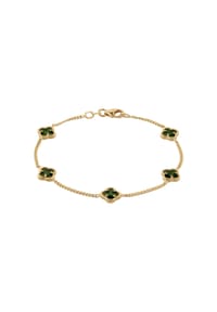 elli. - Armband Kleeblatt Emaille Grün 925 Sterling Silber Vergoldet - Gold