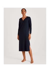 CALIDA - Damen Langarm-Nachthemd, Länge 120 cm Elegant Dreams - dark lapis blue