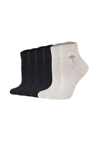 JOOP! - Damen Quartersocken, 6er Pack - Daily Glam Organic GOTS Quarter, Baumwoll-Mix, uni - 2xSchwarz/Naturmelange