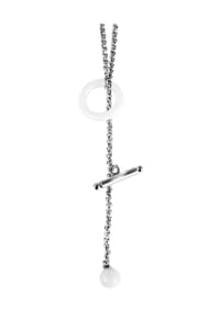 Adelia's - Adelia's Damen Edelstahl Erbskette Halskette mit Anhänger mit Keramik 43 cm - silberfarben - weiß